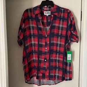 Tipsy Elves Red and Black Plaid Button Down Shirt